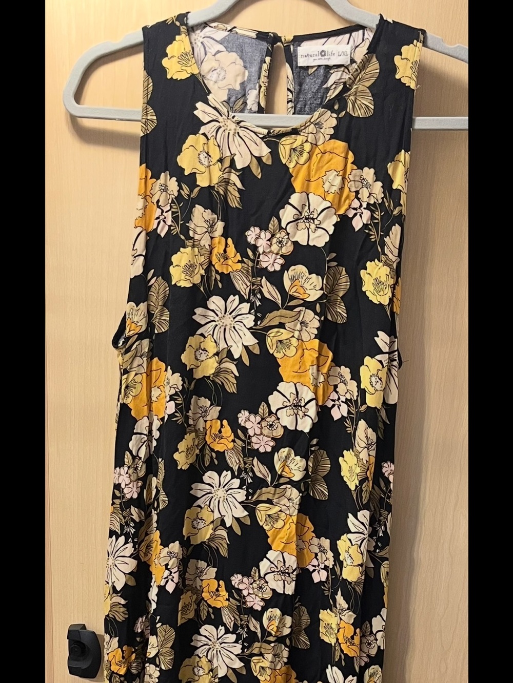 Natural Life Maxi Sleeveless Black Floral Dress Large/XL